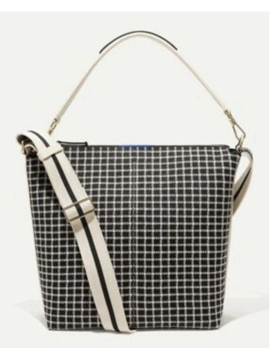 Rothy's Handbags - Rothy's womens Mini Bucket Zippered Tote Bag Black And White Checkered